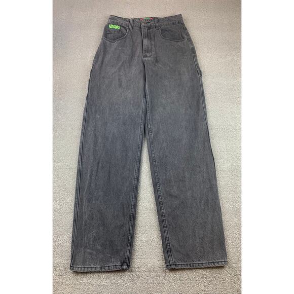 Empyre Denim Jeans Size 3 Black Faded Gray Embroidered Patches - Picture 1 of 11